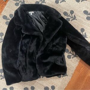 Black faux fur coat
